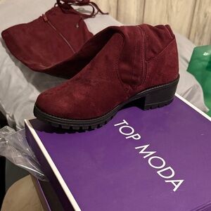TOP Moda Women's burgundy over the knee boots